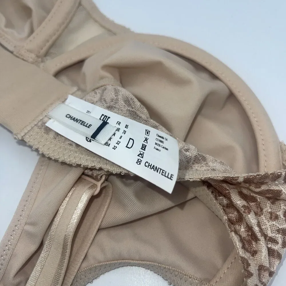 Chantelle C Magnifique Seamless Minimizer Bra In Natural Leopard Sz 32D New WOT